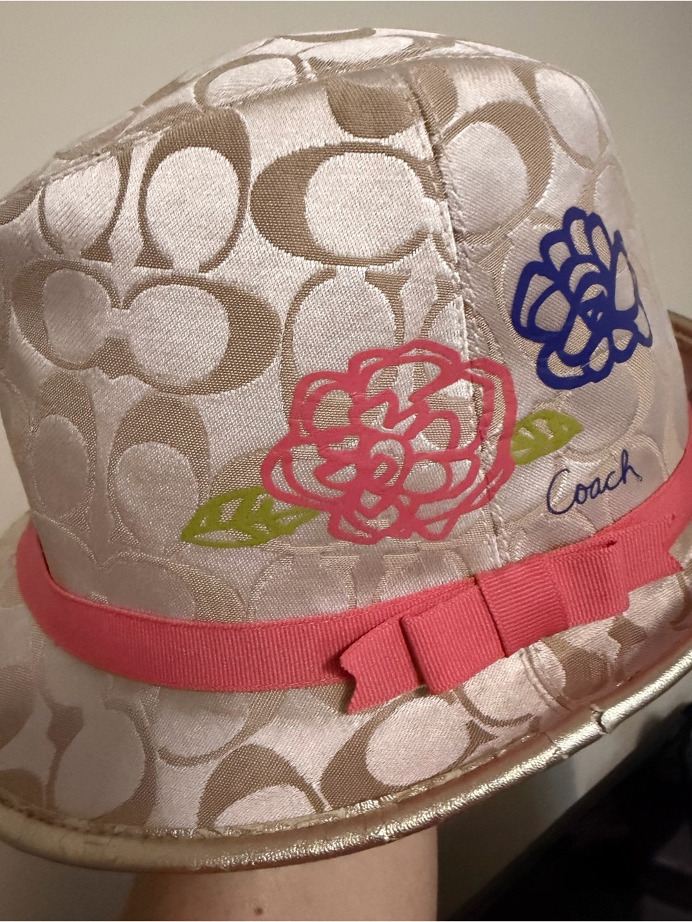 Y2K-era Coach Poppy Signature C Floral Bucket/Fedora Hat